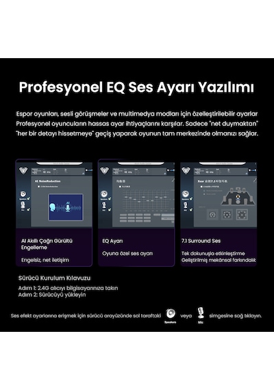 Aula G7 Tri Mode Bluetooth 5.4 Gaming Mikrofonlu Kulak Üstü Oyuncu Kulaklığı