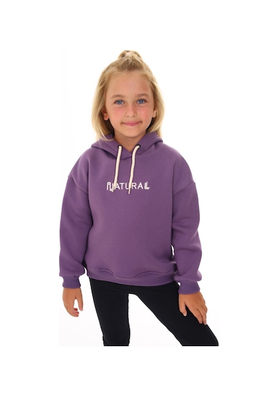 Toontoy Kız Çocuk Kapüşonlu Natural Nakışlı Sweatshirt Mor