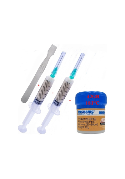 Mechanic/ Krem Sıvı Lehim Mechanic Solder Paste 42 Gr Xgsp50 183c Ve Metal Düz Uçlu Spatula Seti St01