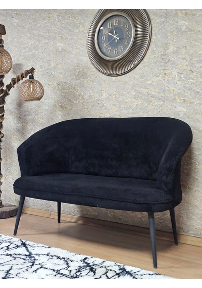 Zafir İkili Teddy Siyah Boyalı Sivriltme Ayak Çay Seti Koltuk İkili Berjer , Balkon, Salon, Ofis Siyah
