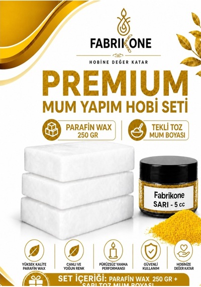 Premium Mum Yapım Hobi Seti - Parafin Wax 250 Gr - Tekli Toz Mum Boyası - Sarı Bkfabpw2501sr Karışık
