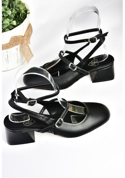 Fox Shoes P654137009 Siyah Mary Jane Alçak Topuklu Kadın Ayakkabı Maryjane Siyah