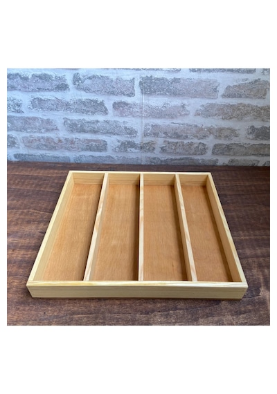 40x35 Cm Ahşap Kaşıklık Çekmece İçi Kepçe Maşa Ve Servis Gereçleri Düzenleyici Organizer Doğal Ahşap