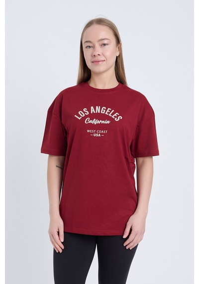 Velvoria Unisex Oversize Bordo Los Angeles T-shirt
