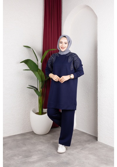 Hira Life Fashion Moda Efsa Kadın Lacivert Tesettür Giyim Zarif Taş Detaylı Tunik & Pantolon İkili Takım Lacivert Lacivert Hira Life Fashion Moda Efsa Kadın Lacivert Tesettür Giyim Zarif Taş Detaylı Tunik & Pantolon İkili Takım Lacivert Lacivert