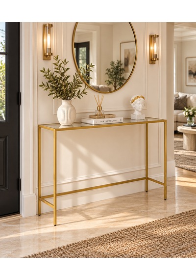 Teknor Gold Metal Şeffaf Camlı Modern Dresuar 80cm
