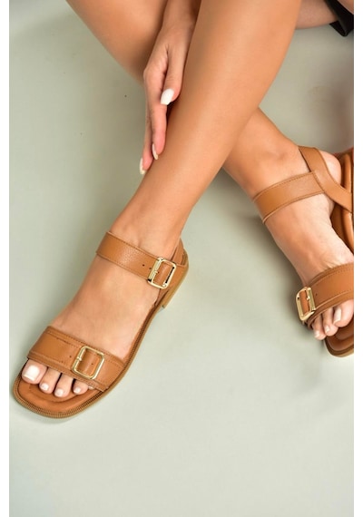 Fox Shoes U944834003 Taba Hakiki Deri Kadın Sandalet Taba-hakiki Deri