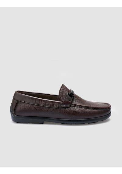 Cabani %100 Hakiki Deri Kahverengi Toka Detaylı Erkek Loafer Kahverengi