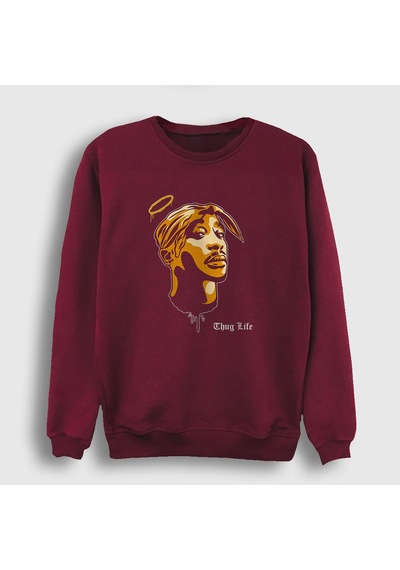 Presmono Unisex Angel Tupac Shakur Sweatshirt Bordo