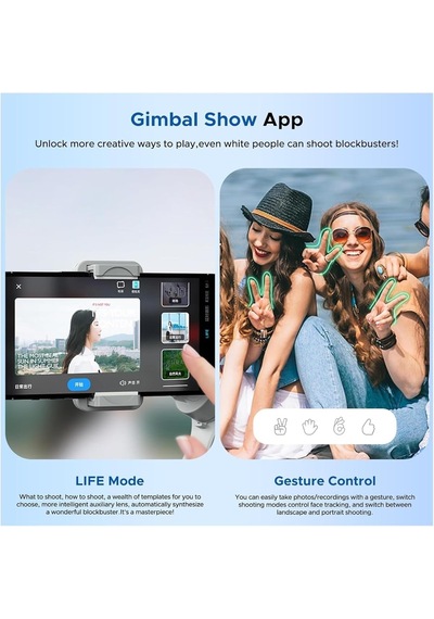 Telefon Sabitleyici Selfie Gimbal, 3 Eksen Manevralı Sabitleyici, Led Işıklı Tasarım, Otomatik Yüz Takip Özelliğ Genel