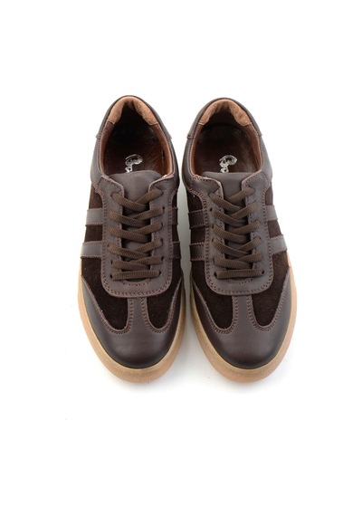 Bambi Kahve Kahve Hakiki Deri Kadın Sneaker K01649200303