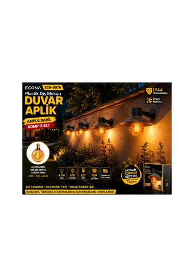 Plastik Dış Mekan Duvar Aplik Ampul Dahil Komple Set 4,5w Rustik Balon Amber Led Ampul E27dekoratif Bahçe Duvar Apliği ,modern Tasarım,retro Siyah Duvar Lambası Aplik Komple