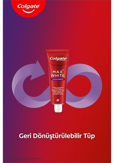 Colgate Max White Purple Reveal Beyazlatıcı Diş Macunu 75 Ml X2 Adet + Diş Fırçası Kabı