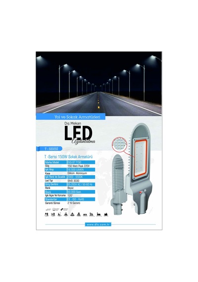 150w Led Yol Sokak Armatür Dls Park Bahçe Çevre Site Bina Dış Mek N11.140