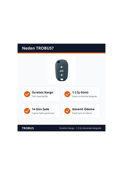 Trobus Peugeot 301 Uyumlu Anahtar Kumanda Kılıfı Katlanır Siyah