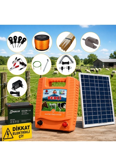 Bekçi 2.0j 5000m2 Güneş Enerjili - Sensörlü Elektrikli Çit Sistemi Ahşap Kazık Dahil