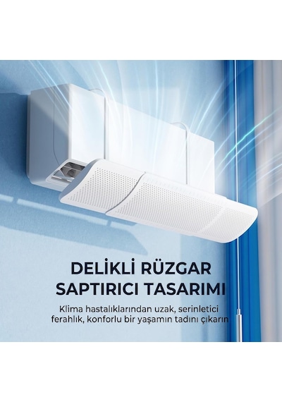 Coverzone Ayarlanabilir Split Tipi Klima Hava Yönlendirici Filtre 57-96 Cm, Klima Siperliği, Çarpma Önleyici Aparat,