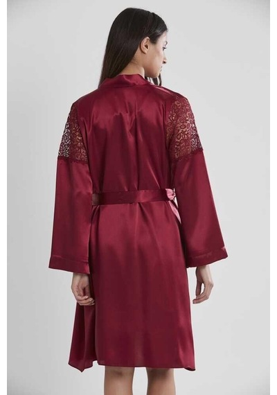 Pierre Cardin 6'lı Saten Gecelik Sabahlık Çeyiz Seti 6955 Bordo 001