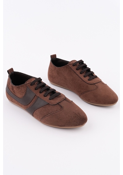 Muggo Vibe Bağcıklı Günlük Kadın Sneaker Spor Ayakkabı Kahverengi