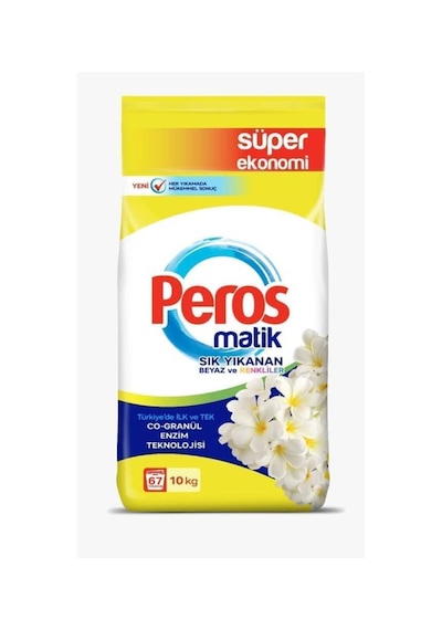 Peros Matik Yasemin Çiçeği Toz Çamaşır Deterjanı 10 Kg Sık Yıkanan Beyazlar Ve Renkliler