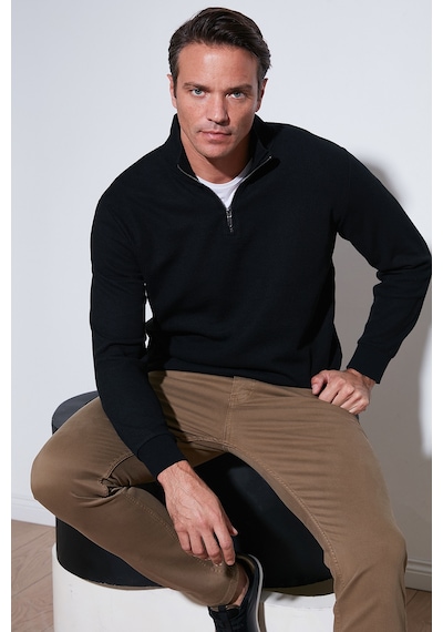 Buratti Pamuklu Regular Fit Yarım Fermuarlı Dik Yaka Erkek Sweat 5905716 Siyah