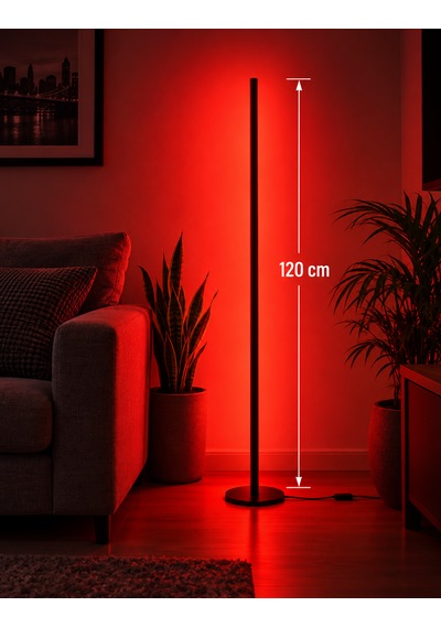 Led Lambader 150 Cm Rgb Mix Kumandalı Renk Geçişli 16 Renk Ambiyans Köşe Aydınlatma Siyah