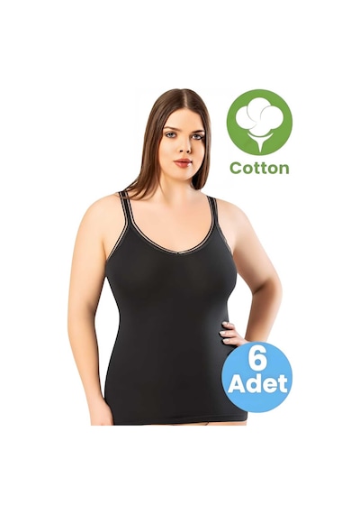 Tezzgelsin Kadın 6'lı Model Askılı Atlet Siyah