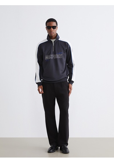 Lc Waikiki Lc Waıkıkı Antrasit Dik Yaka Baskılı Erkek Sweatshirt