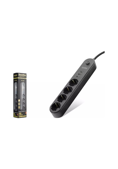 Showmax Sh4625 Termal Akım Korumalı 4'lü Priz 2 Usb + Type-c 2m 2