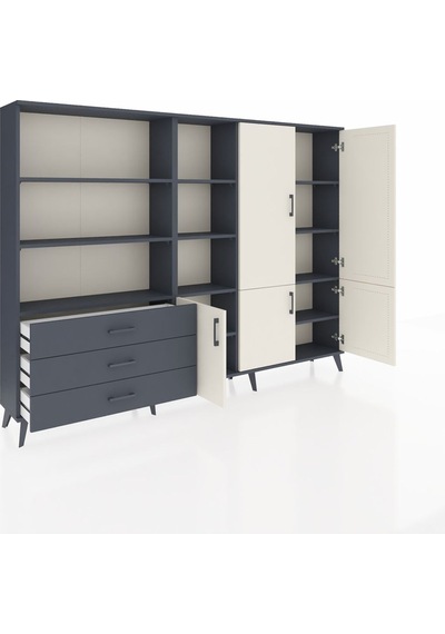 Arges Dolap 11 Raflı 3 Çekmeceli 5 Kapaklı 220x30x163 Antrasit-ay Antrasit-aytaşı/antrasit Arges Dolap 11 Raflı 3 Çekmeceli 5 Kapaklı 220x30x163 Antrasit-ay Antrasit-aytaşı/antrasit