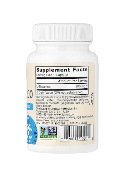 Jarrow Formulas Extra Strength L Theanine Brain & Cognitive 200mg 60 Veggie Caps