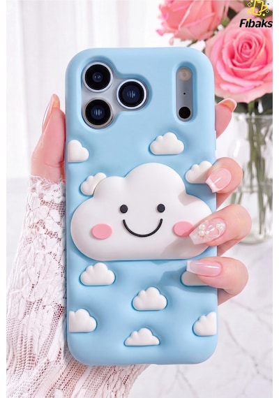 Fibaks iPhone 17 Pro Uyumlu Kılıf Pop Soketli 3d Blut Standlı Silikon Tutuş Desteği Stand Özelliği