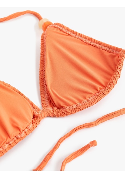 Koton Dokulu Aksesuarlı Üçgen Bikini Üstü Turuncu 5sak10208mm Turuncu