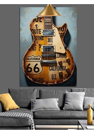 Eski Tarz Gitar Dekoratif Kanvas - Mdf Ahşap Tablo