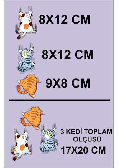 3d Sticker 3lü Çizen Kediler Oto Sticker, Motorsiklet, Kask, Laptop Sticker 17x20 Cm Oto Aksesuar