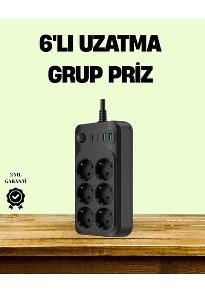 Zenvia 2500w Güçlü 6 Lı Priz Usb Ve Type-c Çıkışlı Termal Korumalı Znv2026 Belirtilmemiş
