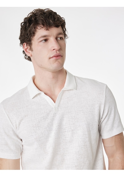 Koton Regular Fit Kısa Kollu Dokulu Polo Yaka Tişört Ekru 6sam10007mk Ekru