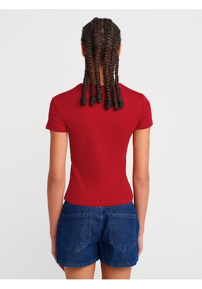 Dilvin 31673 V Yaka T-shirt-k.kırmızı K.kırmızı Kırmızı