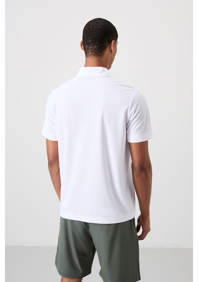 Beyaz Polyester Nefes Alan Dokulu İnce Esnek Standart Fit Polo Yaka Erkek Performans T-shirt - 8839 Beyaz Beyaz Polyester Nefes Alan Dokulu İnce Esnek Standart Fit Polo Yaka Erkek Performans T-shirt - 8839 Beyaz