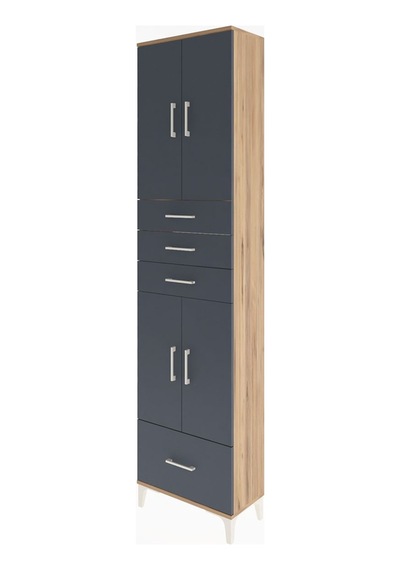 Arges Dolap 4 Raflı 4 Çekmeceli 4 Kapaklı 60x30x243 Çam-antrasit Atlas Çam