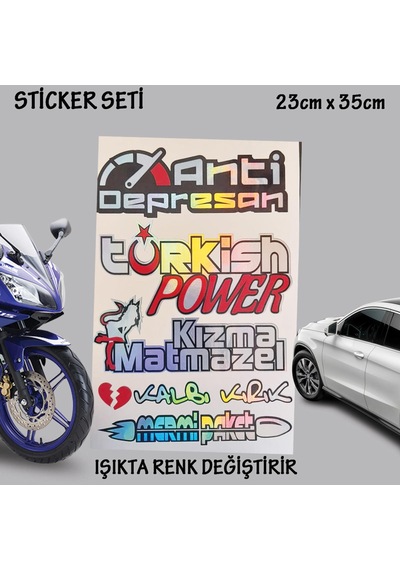 Türk Mermi Paket Hologram Set Araba Oto Sticker Cam Yazıları