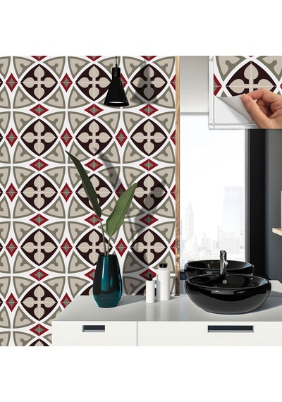 Tink Kendinden Yapışkanlı Duvar Kaplama Modern Rumi Desenli 30x30 Cm 56 Adet 5 M²