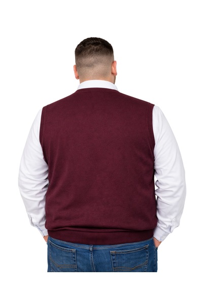 Battalmoda Erkek Büyük Beden Bordo V Yaka Süveter 3xl-4xl-5xl-6xl