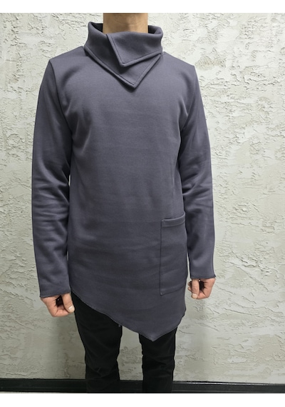 Şal Yaka Cep Detaylı Erkek Sweatshirt Antrasit