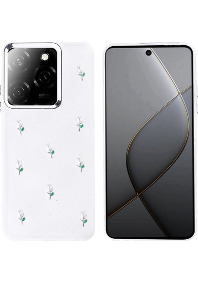 Tecno Spark 20 Pro 5g Kılıf Airbag Tasarımlı Simli Şeffaf Zore Kutup Kapak Lale