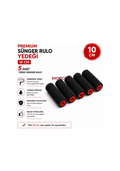 Premium Sünger Rulo Yedeği 10cm 5'li Yedek Sünger