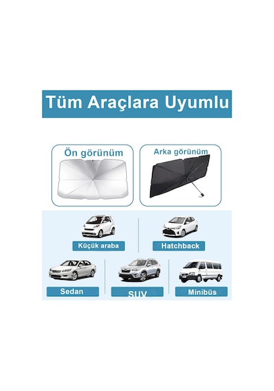 Bay Katlanabilir Şemsiyeli Araç Ön Cam Güneşliği Uv Korumalı Isı Yansıtıcı Tüm Araçlara Uygun Najmaddin