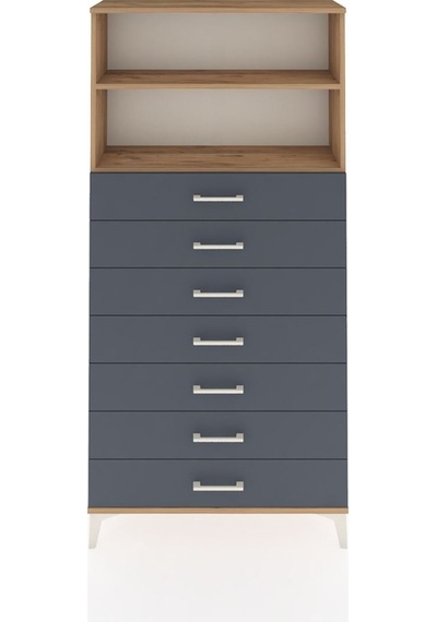 Arges Dolap 2 Raflı 7 Çekmeceli 88x30x182 Çam-antrasit Çam