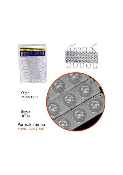 Carub 12V Parmak Lamba Led Camlı Soft Beyaz 10 Lu Br0409928