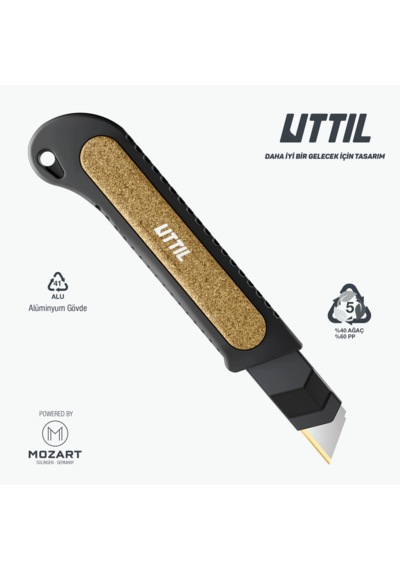 UTTIL Aura Natura Nmuk05-an 18 Mm Metal Maket Bıçağı, %40 Ahşap